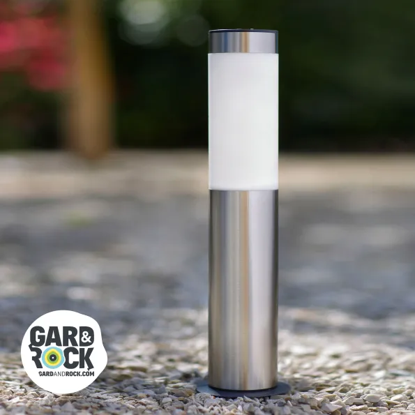 Baliza solar LED de acero inoxidable, mini farola exterior impermeable para jardín o terraza