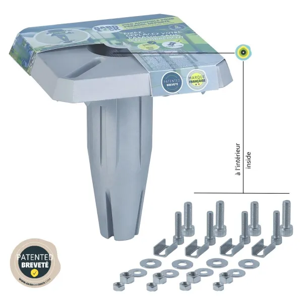 Ancrage amovible vissé ou scellé au sol, support parasol déporté carré ou rectangulaire, résistant