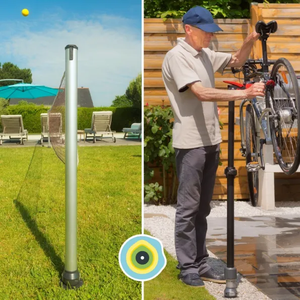 Fondeo al suelo para bastones de tenis y taller de bicicletas Gard & Rock