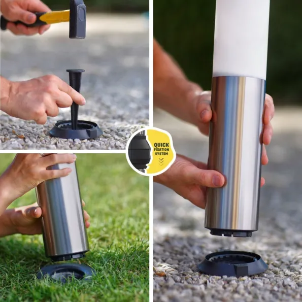 Instalación rápida de una baliza solar para clavar o encajar en el suelo, sin obras ni cableado