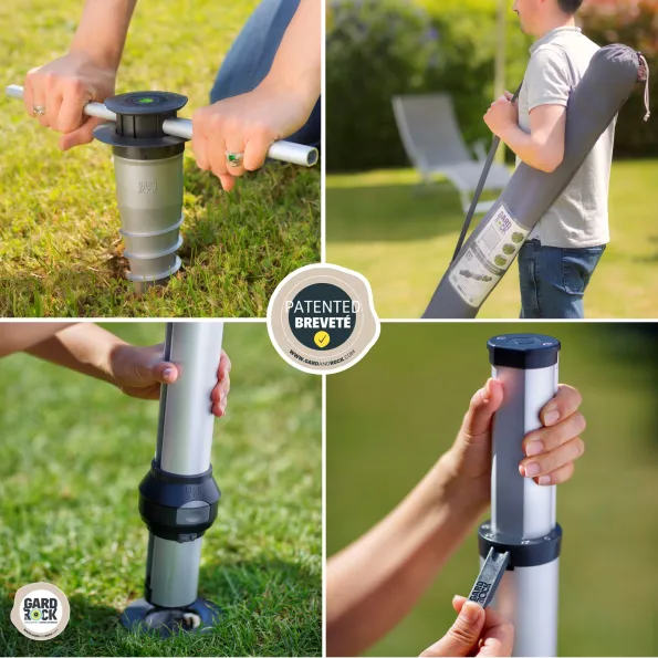 Bastones telescópicos para tenis, bádminton, voleibol para sujetar al suelo Gard & Rock