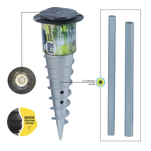 Base de anclaje Gard & Rock con barra roscada y nivel